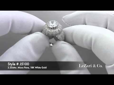 LeZari & Co.'s 2.35 Carat "Ballerina" Micro Pave Set Engagement Ring with Hundreds of Diamonds