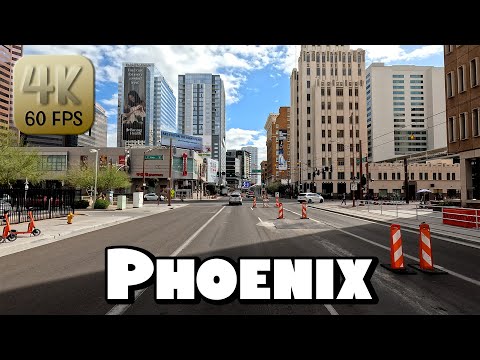 Driving Around Downtown Phoenix, Arizona in 4k Video