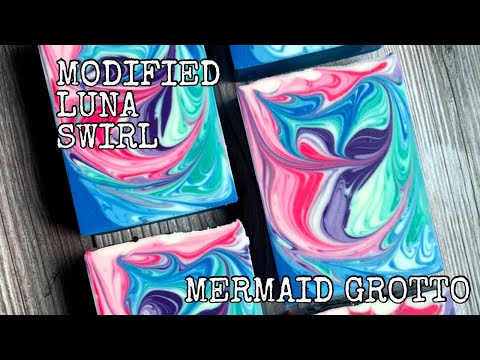 Modified Luna Swirl | 🧜‍♀️ Mermaid Grotto Cold Process Soap | Vegan | Split Method Milk Soap