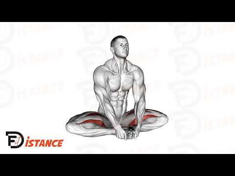 Exercice Étirement assis des adducteurs jambes écartées