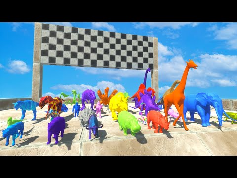ASRM FALL SPEED RACE COLORS DINOSAURS VS ANIMALS CHAMPIONS - Animal Revolt Battle Simulator
