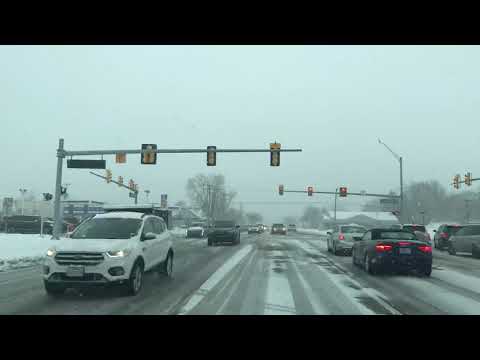 Snowy Thursday Drive to Beverly Hills, Michigan deom Southfield, Michigan