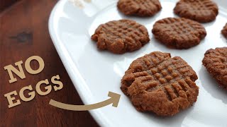 Easy Peanut Butter Cookies | NO EGGS and dairy free!