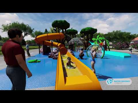 Themed Multilevel Aquatic Play Structure Design & Animation by Water Odyssey