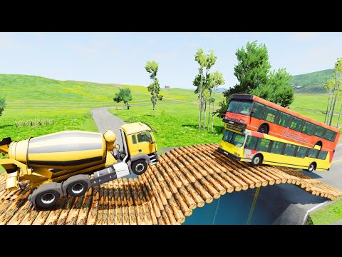Flatbed Trailer Truck Potholes Transport Car Portal Trap Rescue — BeamNG Drive
