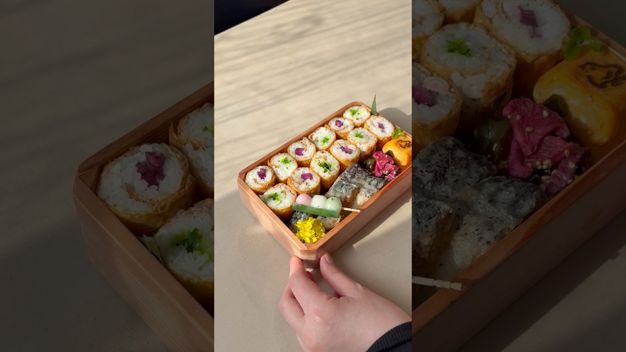 くるっと一口いなり弁当🌸#お弁当#luxury #bento#shorts
