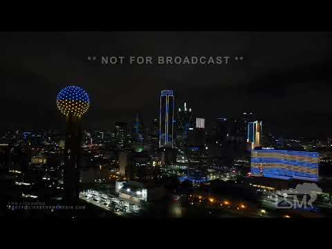 02-24-2022 Dallas, TX - Dallas Skyline goes blue & yellow in support of Ukraine