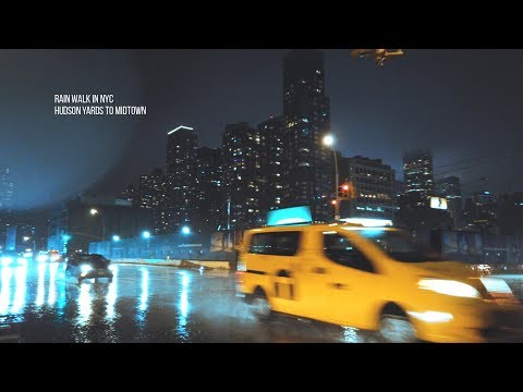 Late night rain walk. New York City. 3d audio. ASMR 4K