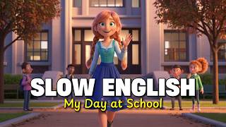 Slow English Conversation For Beginners | My Day At School