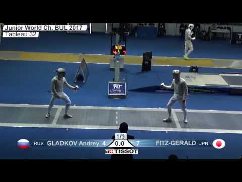 FE M S Individual Juniors Plovdiv BUL World Championships 2017 T32 10 blue GLADKOV RUS vs FITZ GERAL