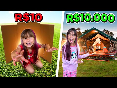 ACAMPAMENTO de R$10, R$100 ou R$1000 - Desafio (COMPILADO)