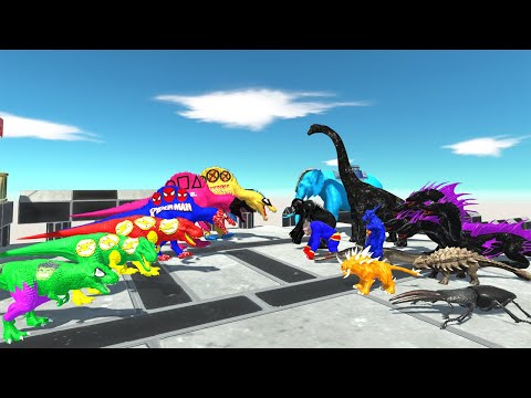 POWER UP SPEED CHAMPIONS RACE SUPERHEROES DINOSAURS DEATH CLIMB - Animal Revolt Battle Simulator