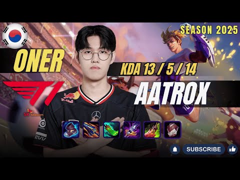 T1 Oner AATROX vs JAYCE Jungle - Patch 25.24 KR Ranked | lolrec