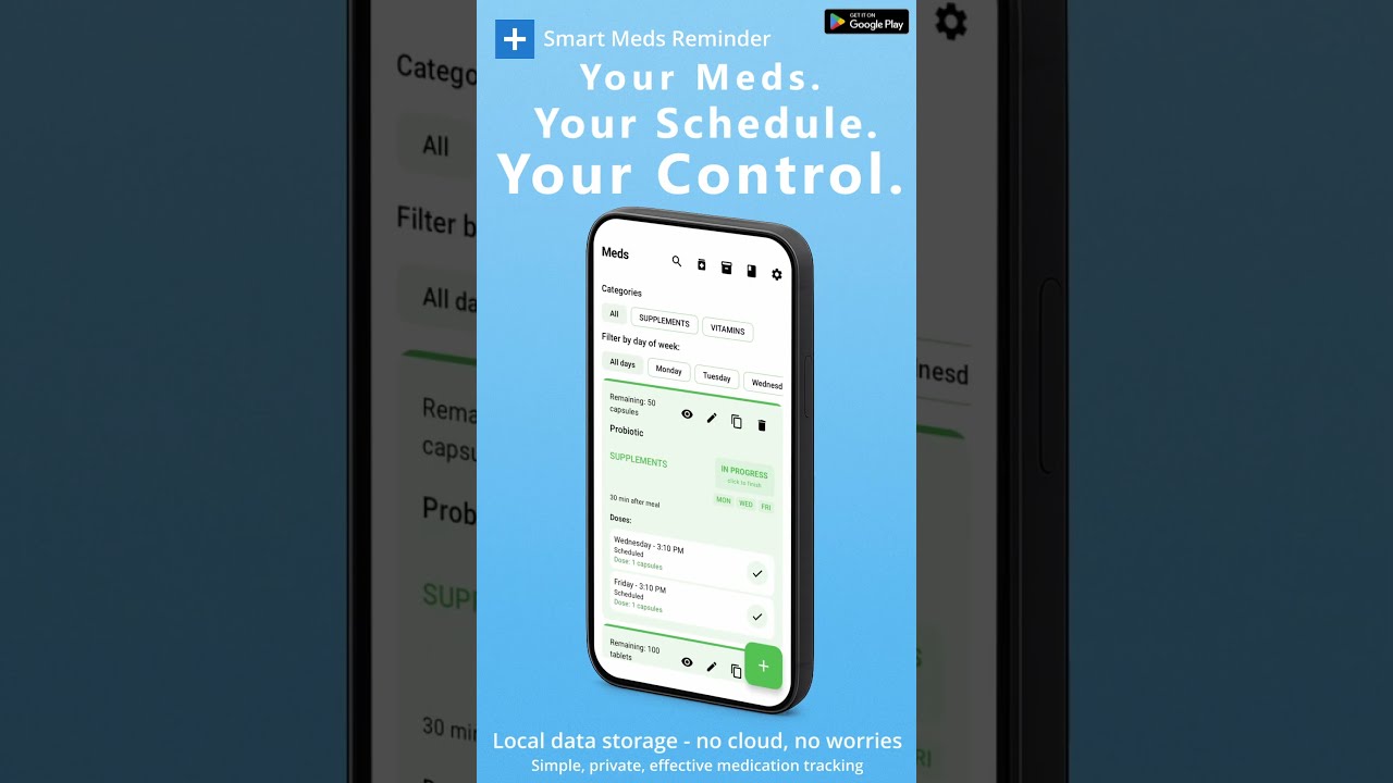 Never miss a medication dose again - Smart Meds Reminder