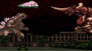 Super Godzilla SNES Final Boss & Ending Transformation vs Bagan