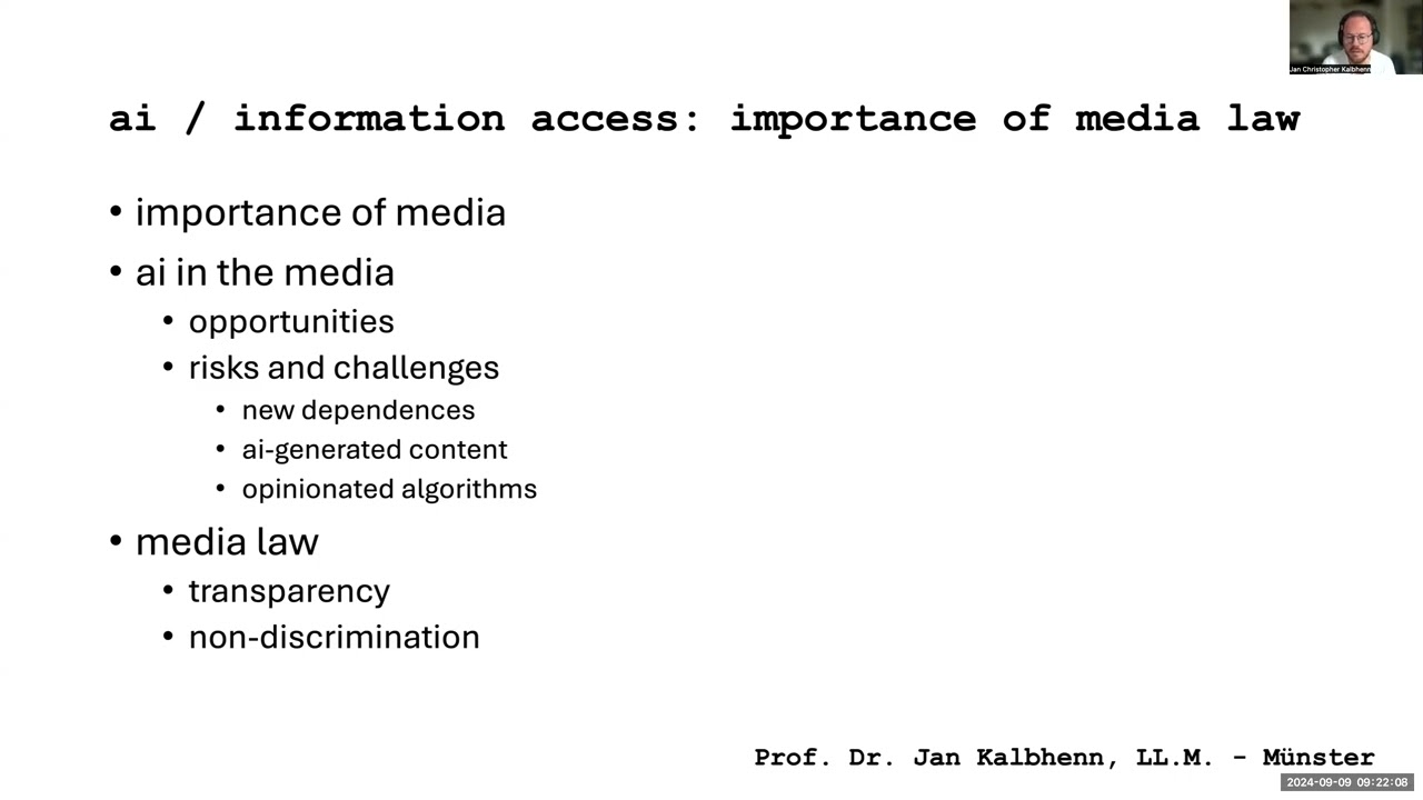 Jan Christopher Kalbhenn - AI / Information Access: Importance of media law