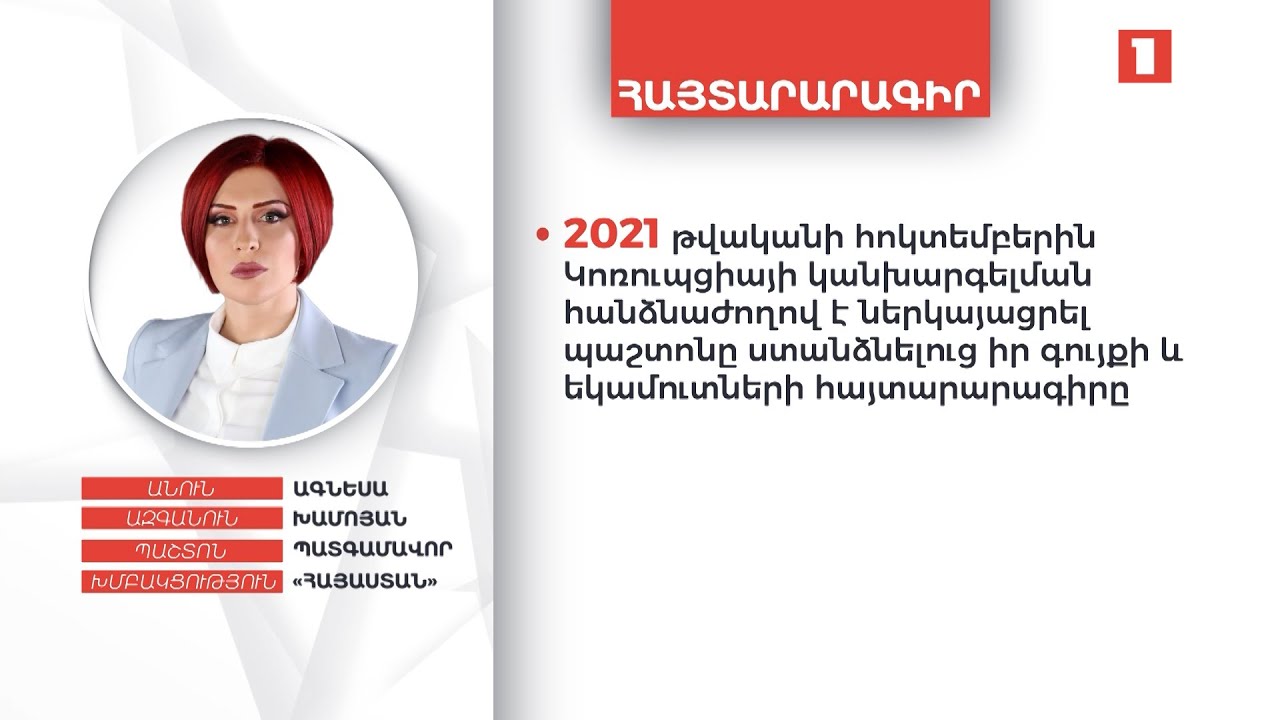 10 մլն դրամ, 6000 դոլար. Ագնեսա Խամոյանի ունեցվածքը