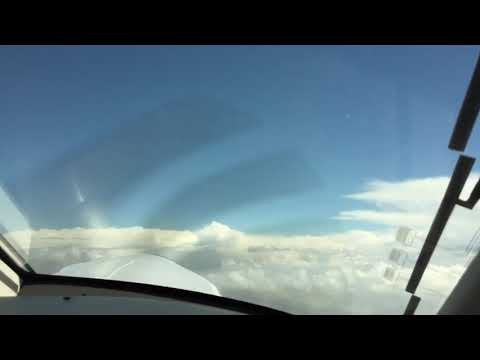 PC-12NG flies through clouds and rain on a quick trip.