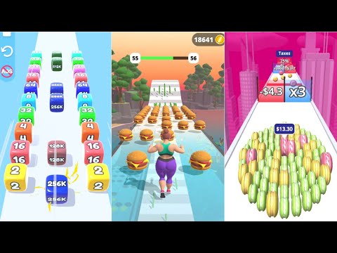 Jelly Run 2048 vs Fat 2 Fit vs Money Rush - Max Level Gameplay
