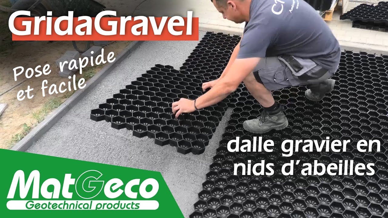 Pose de la dalle gravier en nids d'abeilles GridaGravel 34