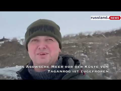 Das Asowsche Meer vor der Küste von Taganrog ist zugefroren