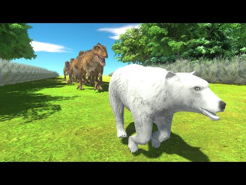 Escape from carcharodontos aurus in dangerous forest - Animal Revolt Battle Simulator