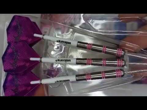 (D DART STORE) UNICORN STEEL TIP DARTS - 21G AUTOGRAPH PINK STYLE 3 TUNGSTEN DARTS #UNICORNDARTS