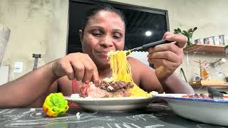 BORA ALMOÇAR MACARRÃO ARROZ FRALDINHA LINGUIÇA ASSADA NA BRASA ♥️✅🦋