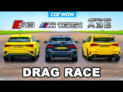 Audi S3 v BMW M135i v AMG A35 - DRAG RACE