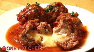 Slow Cooker Cheese Stuffed Meatballs | One Pot Chef