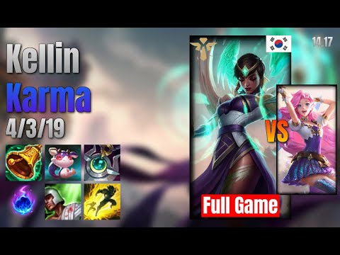 Kellin Support Karma vs Seraphine lol KR solo rank Full Game 14.17