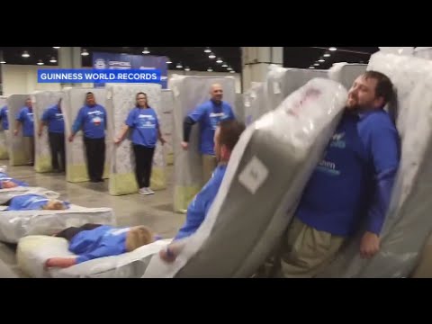 'Human Mattress Dominoes' World Record Broken