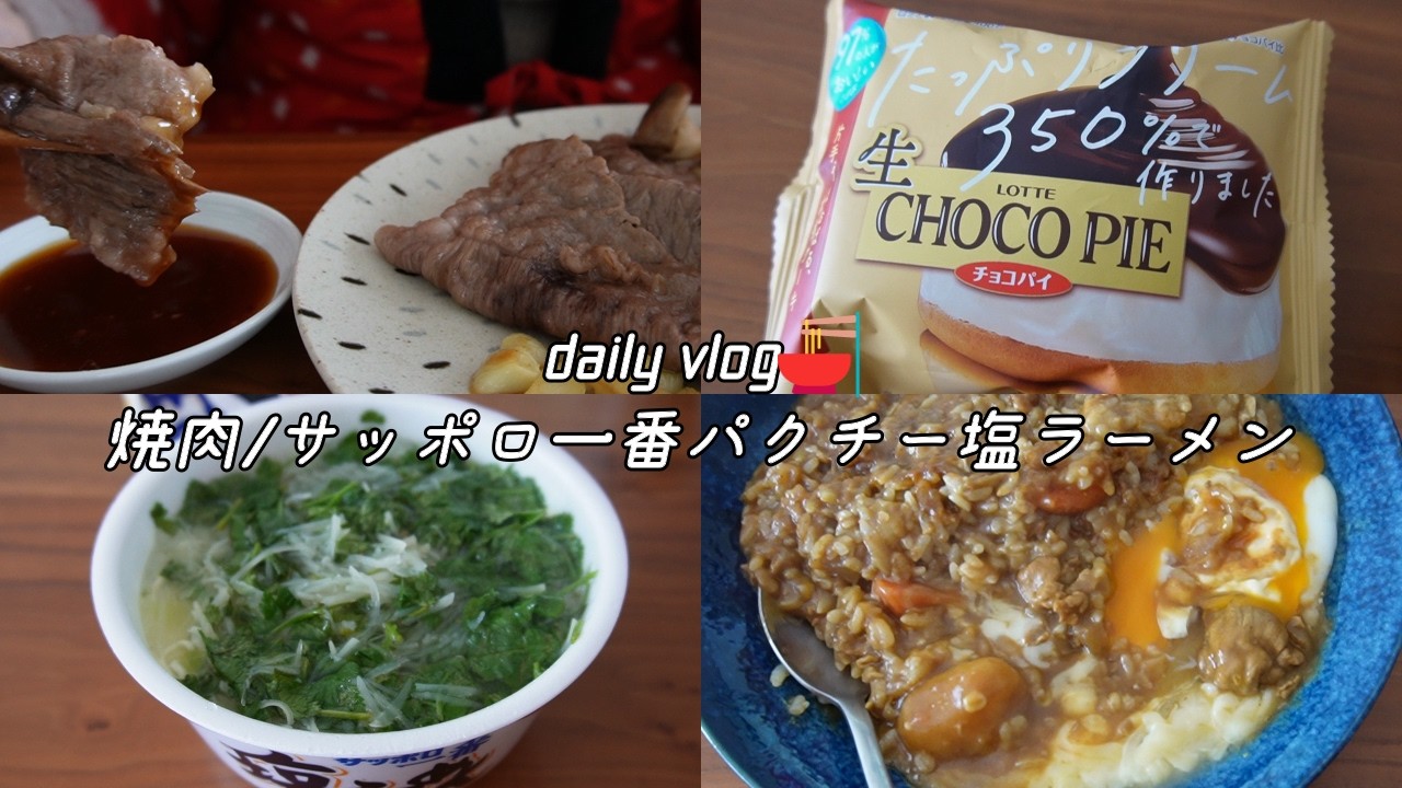 【vlog】自炊ルーティン｜サッポロ一番パクチー塩らーめん｜在宅ワーク｜日々の料理【一人暮らし】