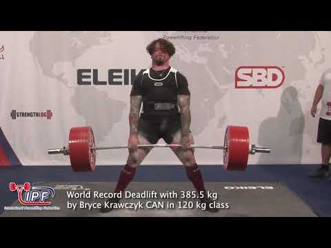 World Record Deadlift with 385.5 kg by Bryce Krawczyk CAN in 120 kg class