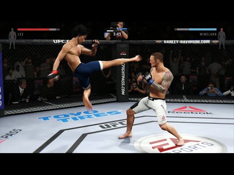 Bruce Lee vs. Eddie Wineland jumping switch kick ( EA sports UFC 2 ) KO Knockout