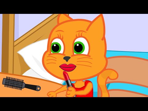 🔴 Cats Family in English - Mommy lipstick Cartoon for Kids
