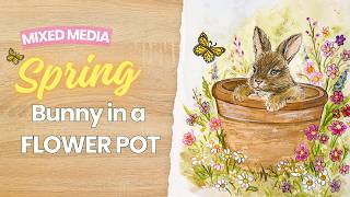 Spring Bunny Watercolor Paint With Me (No Talking, Full Process)