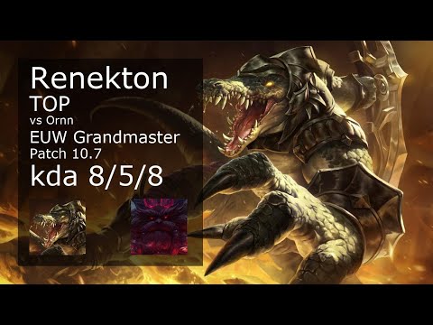 Renekton Top vs Ornn - EUW Grandmaster 8/5/8 Patch 10.7 Gameplay