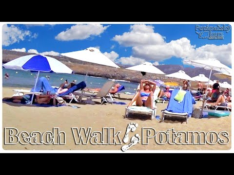 🇬🇷Crete, Beach Walk Potamos Beach, Greece - Kréta, Pláž Potamos Kréta