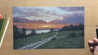 Colored Pencil Drawing of a Sunrise