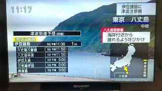 伊豆諸島に津波注意報