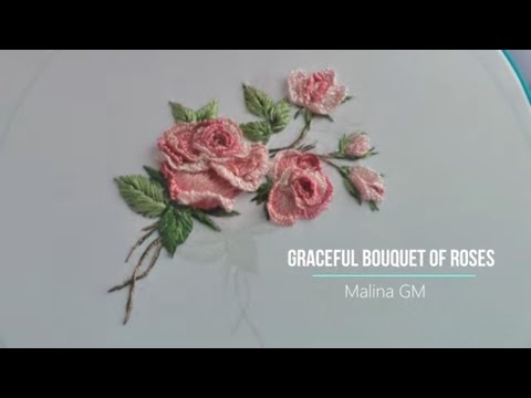 3D Roses Magic Cast on Stitch : Rose Embroidery Graceful bouquet of roses