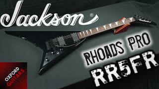 Video thumbnail for Jackson RR5FR Rhoads Pro Black 2008 Made in Japan Floyd Rose EMG Neck Through guitar close up video by Oxford Guitars