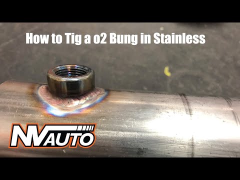 How to tig weld a o2 bung to stainless exhaust system