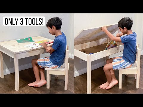 EASY DIY Kids Desk With Storage And Chair - Beginner-friendly 1-Day Project!