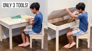EASY DIY Kids Desk With Storage And Chair - Beginner-friendly 1-Day Project!