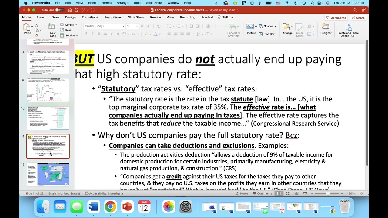 Federal corporate income taxes PPT video