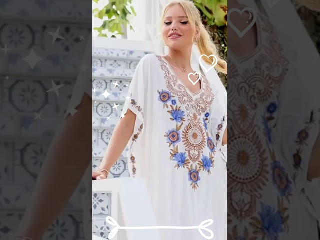 Vídeo relacionado con Mujer Kaftan Largo Vestido de Playa Maxi Verano Pareos Bohemio Bikini Cover Up (H)