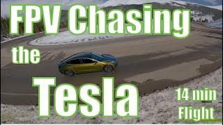 7 inch Long Range FPV vs Tesla, DJI FPV System,14+ Minutes Car Chase GoPro Hero 9 Black uncut