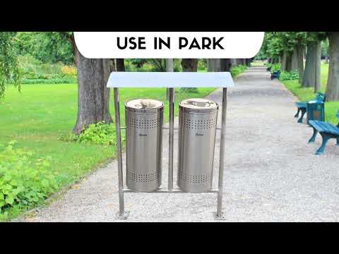 Mofna Stainless Steel Single pole Dustbin, Paper Bin, recycle Bin, (12 x 24 Inch) 40 Litre